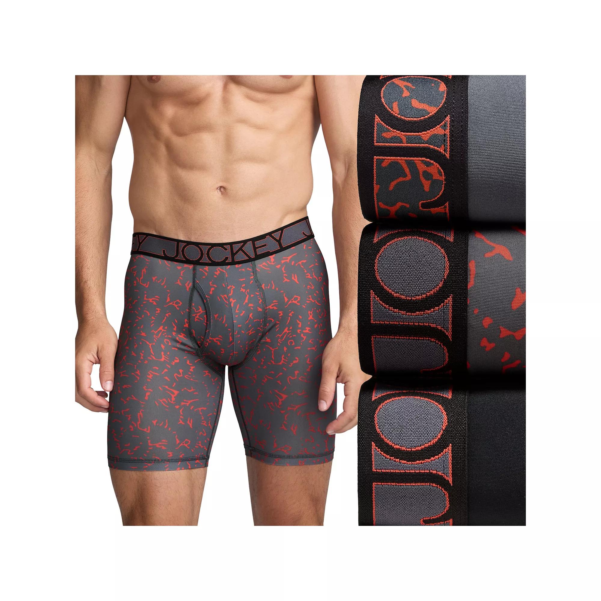 Men's Jockey 3-Pack Active Microfiber 9" Long Leg Boxer Briefs,  Product Image
