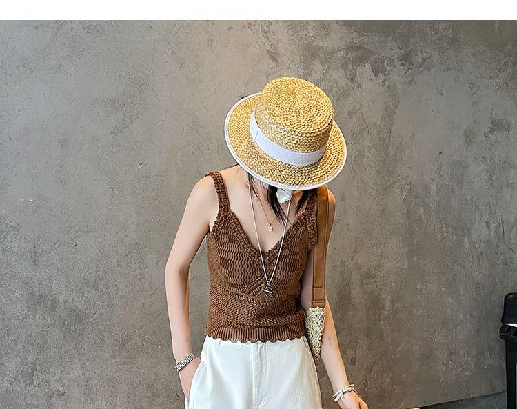 Mid Waist Lace Panel Wide Leg Pants Product Image