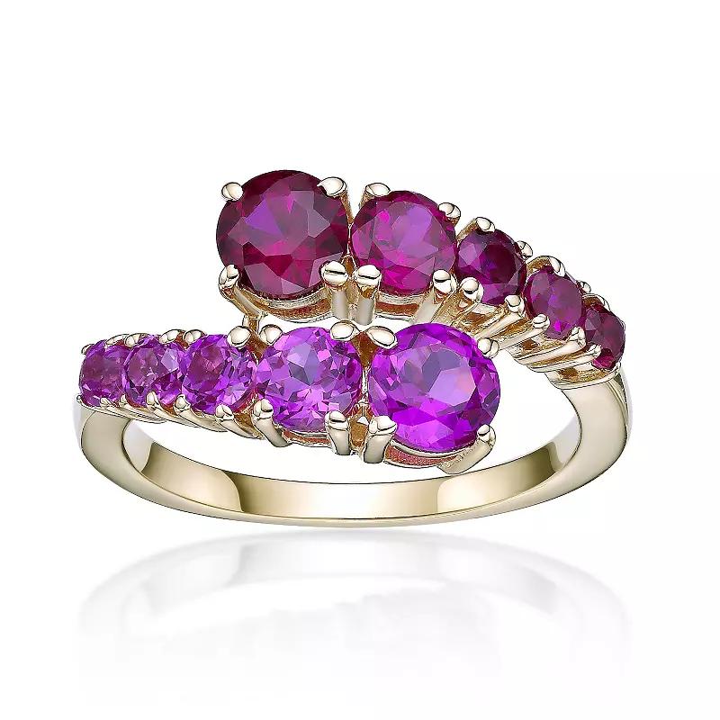 Gemminded 2 Micron Rose Gold Over Silver Lab-Created Ruby & Lab-Created Pink Sapphire Ring, Womens Pink Tone Product Image