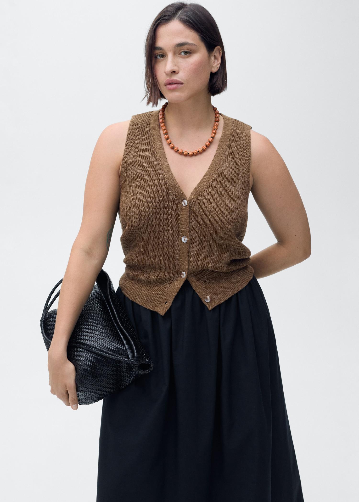 Cotton skirt with embroidered hem - Women | MANGO USA Product Image