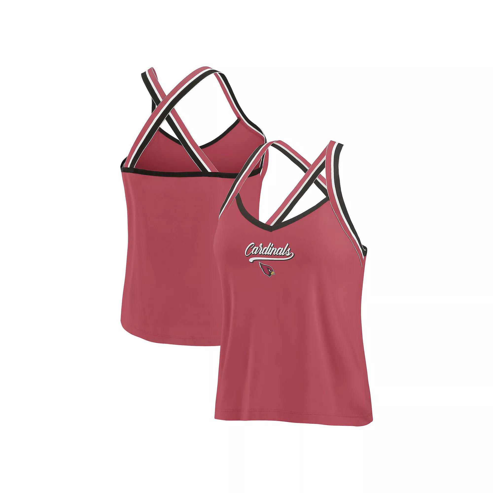 Women's WEAR by Erin Andrews Scarlet San Francisco 49ers Cross Strap Tri-Blend Tank Top,  Product Image