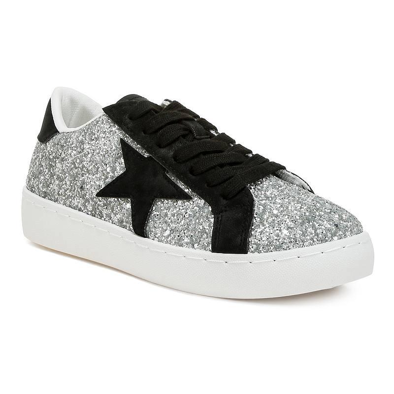 London Rag Shinding Women's Glitter Star Chunky Sneakers, Size: 8, Silver Product Image