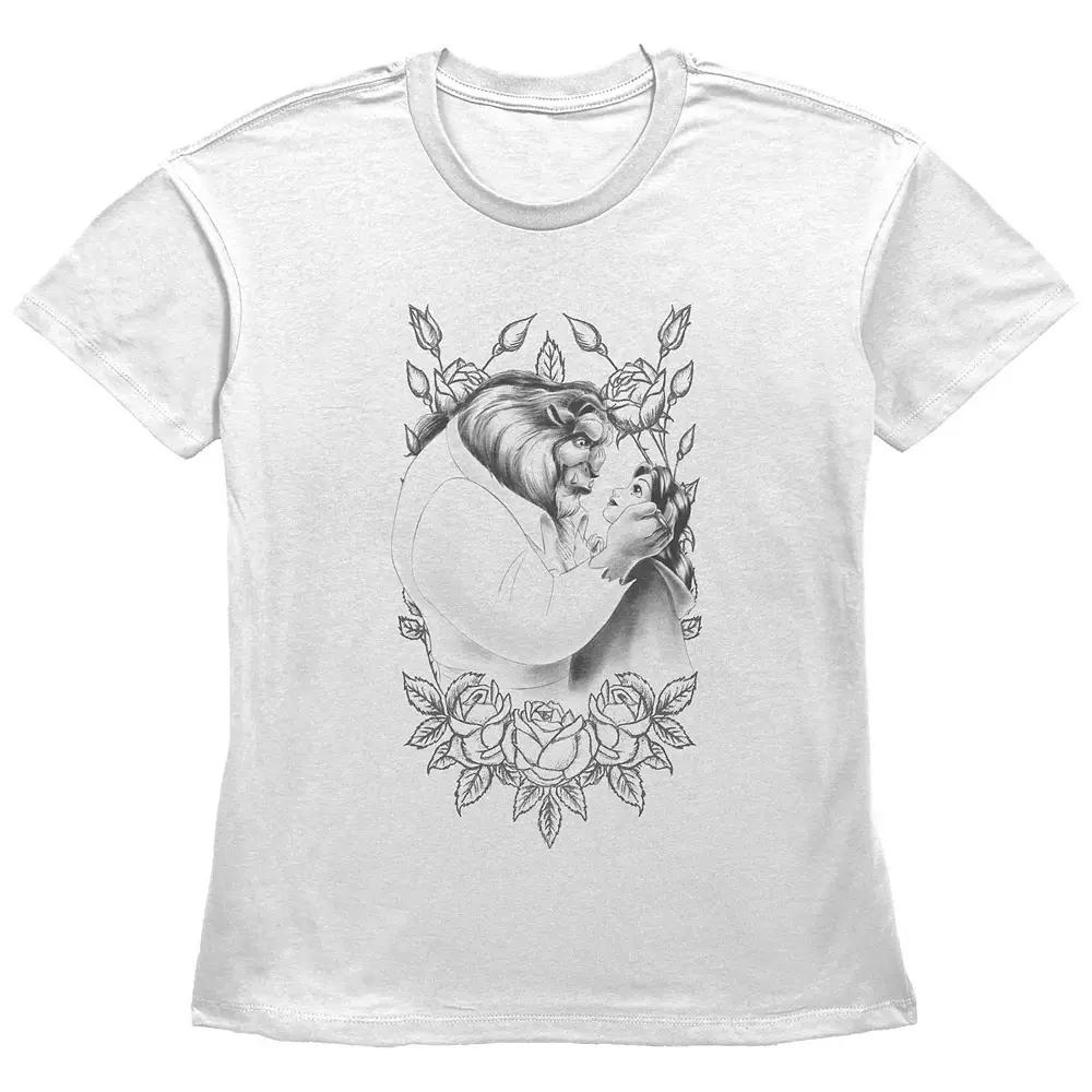 Disney's Beauty And The Beast Belle And Beast Women's Rose Sketch Graphic Tee,  Product Image