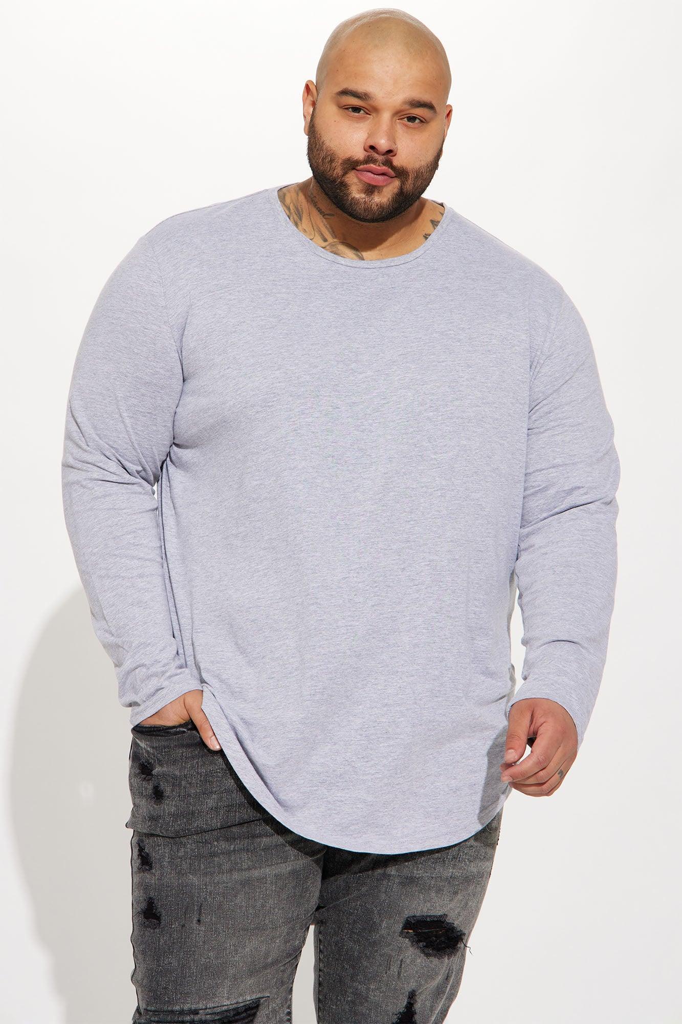 Essential Long Sleeve Scallop Tee - Grey Product Image