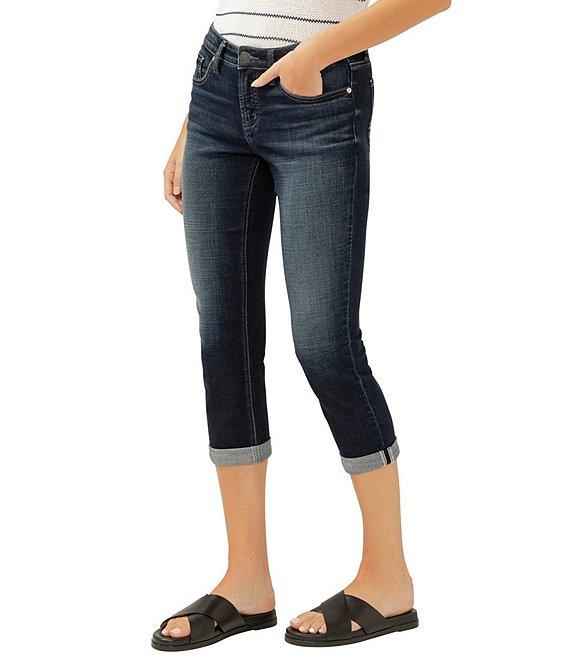 Silver Jeans Co. Luxe Stretch Denim Dark Indigo Wash Elyse Capri Jeans Product Image