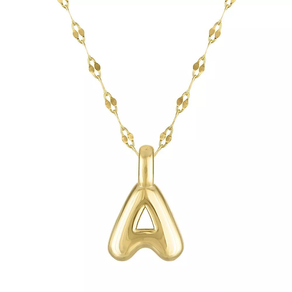Junior Jewels 14k Gold Over Silver Bubble Initial Pendant Necklace, Women's, Size: 15.5", Gold Tone A Product Image