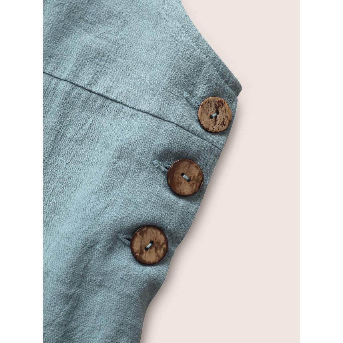 Plus Size Stone Cotton Solid Patch Pocket Button Detail Jumpsuit Women Casual Sleeveless Non Everyday Loose Jumpsuits BloomChic 28/5X Product Image