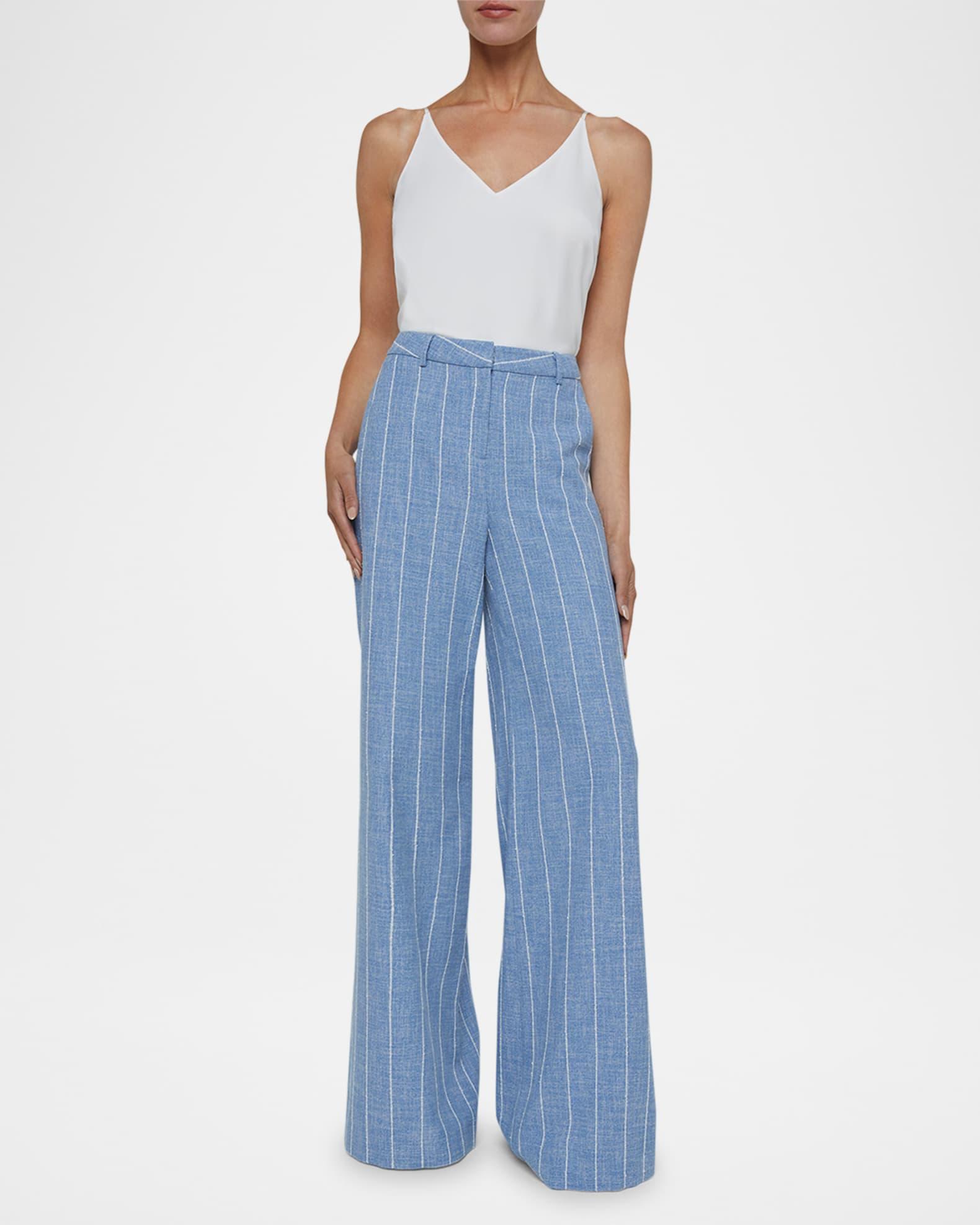 Pilar Pinstriped Wide-Leg Pants Product Image