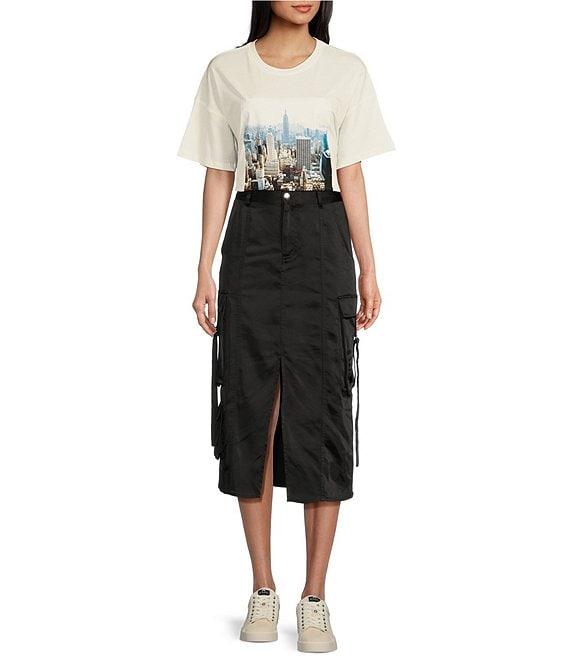 GB Satin Cargo Midi Skirt Product Image