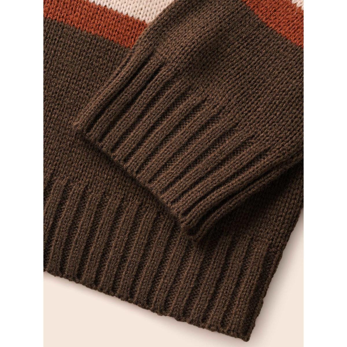 Plus Size Geometric Pattern Collared Front Button Cardigan Multicolor Women Casual Loose Long Sleeve Everyday Cardigans BloomChic 18-20/2X Product Image