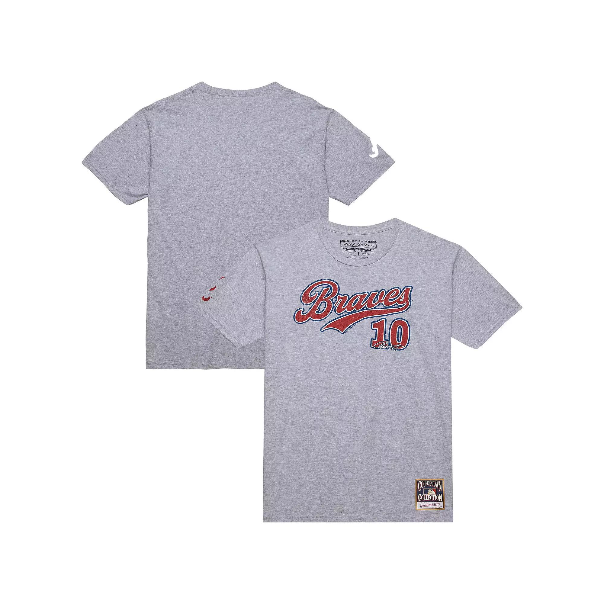 Mens Mitchell & Ness Chipper Jones Heather Gray Atlanta Braves Cooperstown Collection Player T-Shirt Product Image