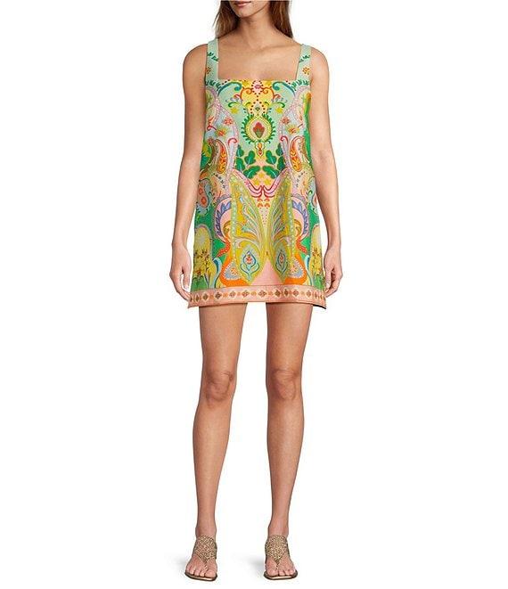 Antonio Melani Eliana Printed Linen Square Neck Sleeveless Dress Product Image