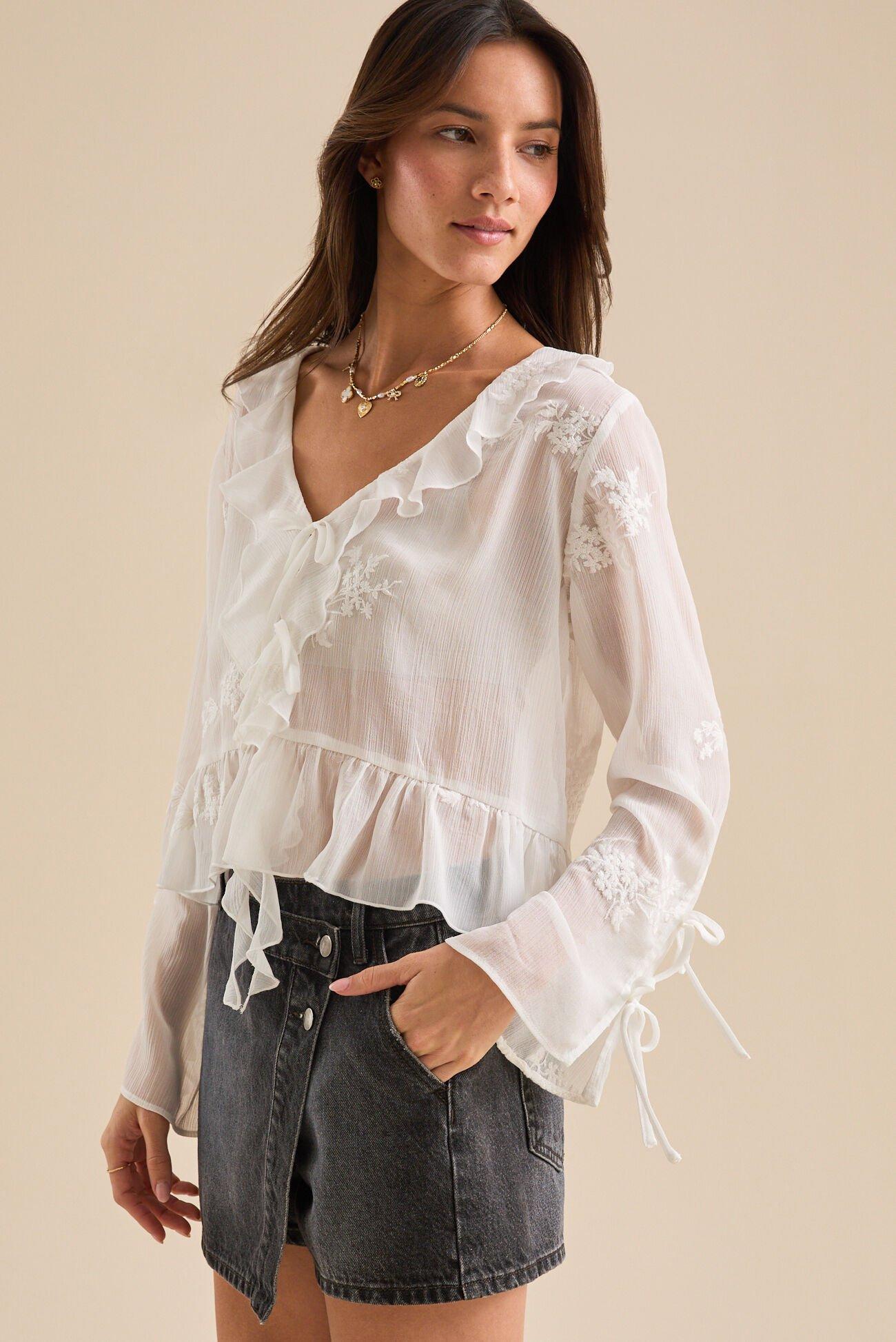 Marley Ruffle Tie Front Top Product Image