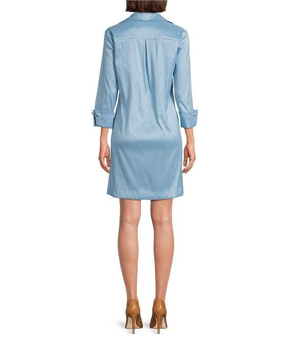 Preston & York Thea Taffeta 3/4 Sleeve Point Collar Dress Product Image