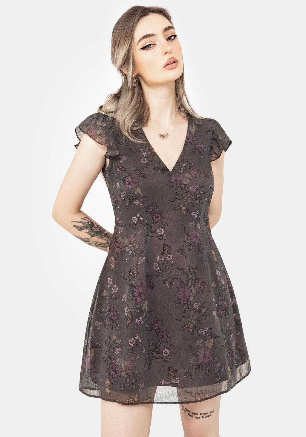 Arnora Chiffon Ruffle Detail Mini Dress Product Image