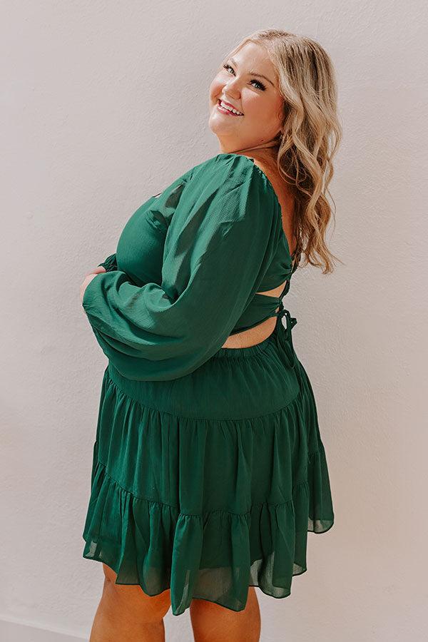 Haute Harmony Mini Dress In Hunter Green Curves Product Image