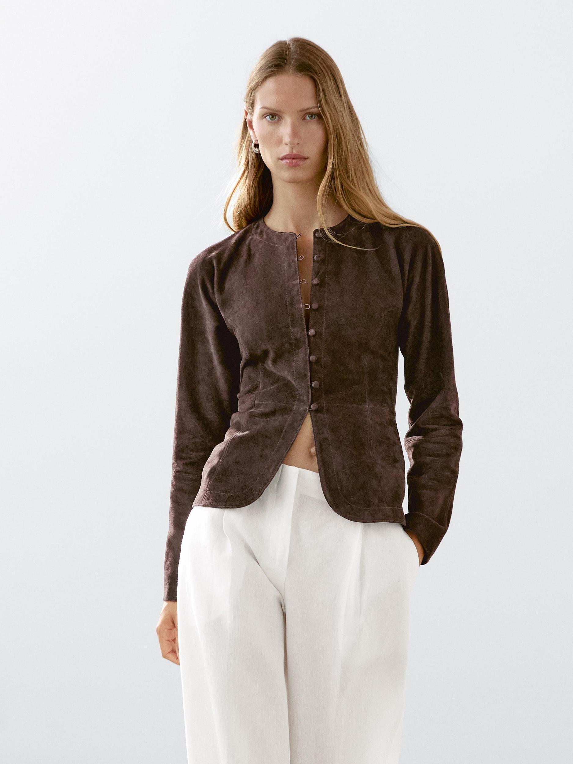 Short suede leather shirt Product Image