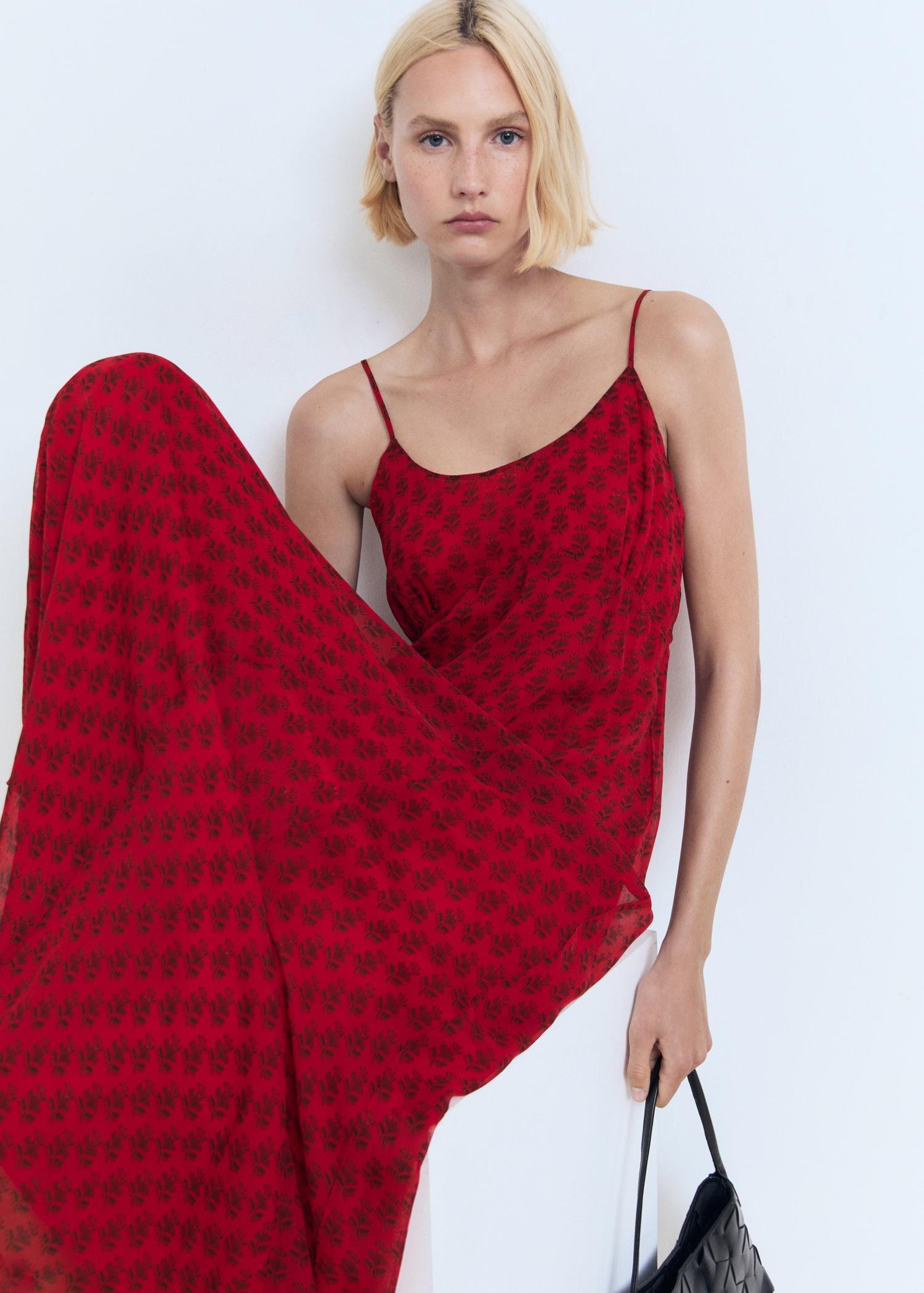 Floral-print chiffon dress - Women | MANGO USA Product Image