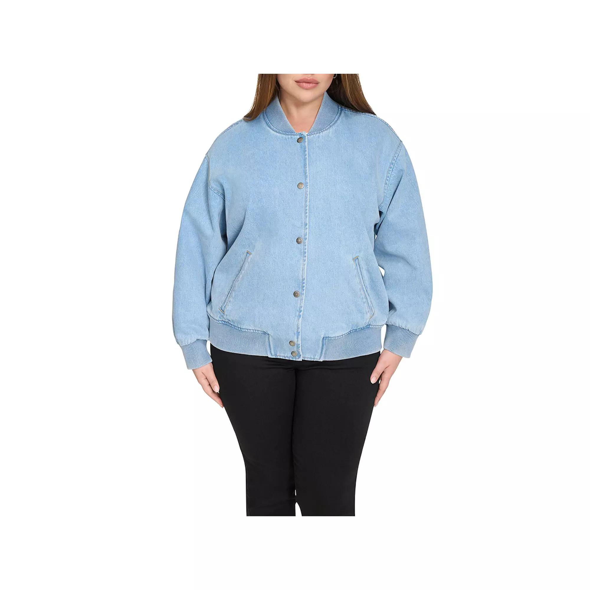Womens Levis Cropped Bomber Jacket Light Wash Blue Product Image