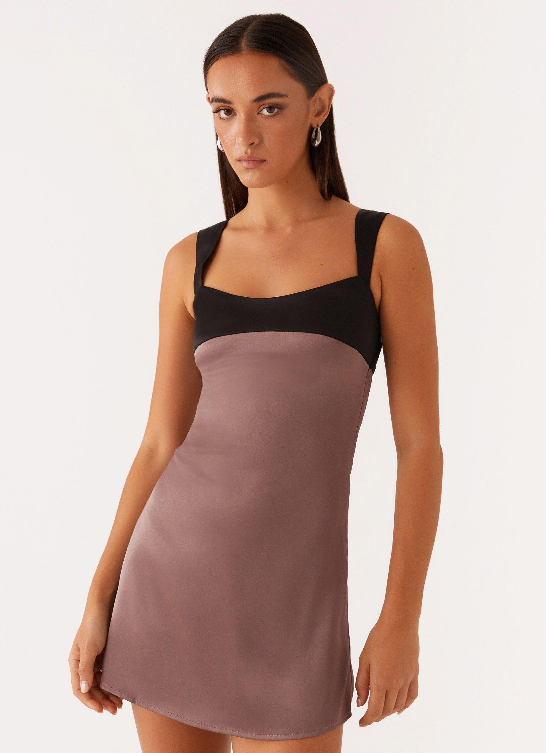 Odette Satin Mini Dress - Steel Me Away Product Image