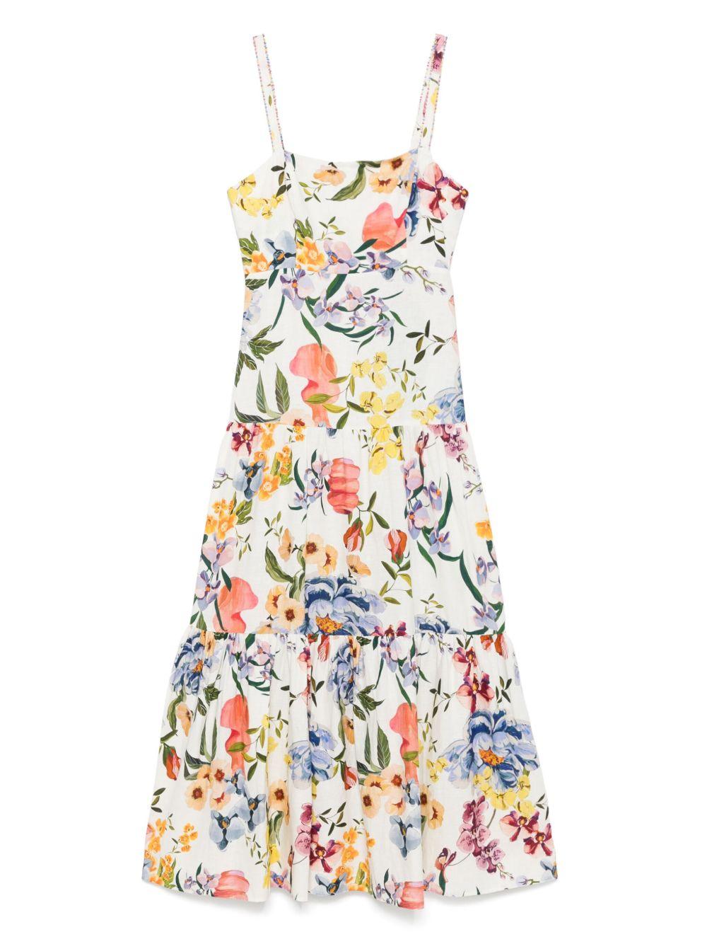 FARM RIO Off-white Greek Garden Lenzing Ecovero Euroflax Maxi Dress In Greek Garden Off-white Product Image