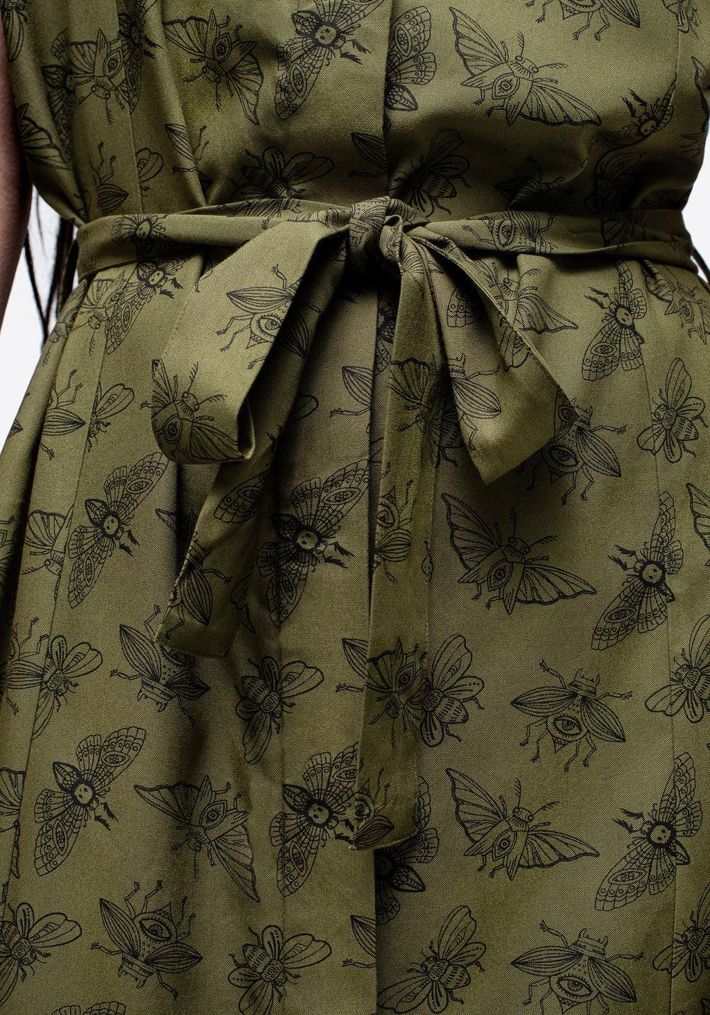 Mortmoth Print Midi Shirt Dress - Green Product Image