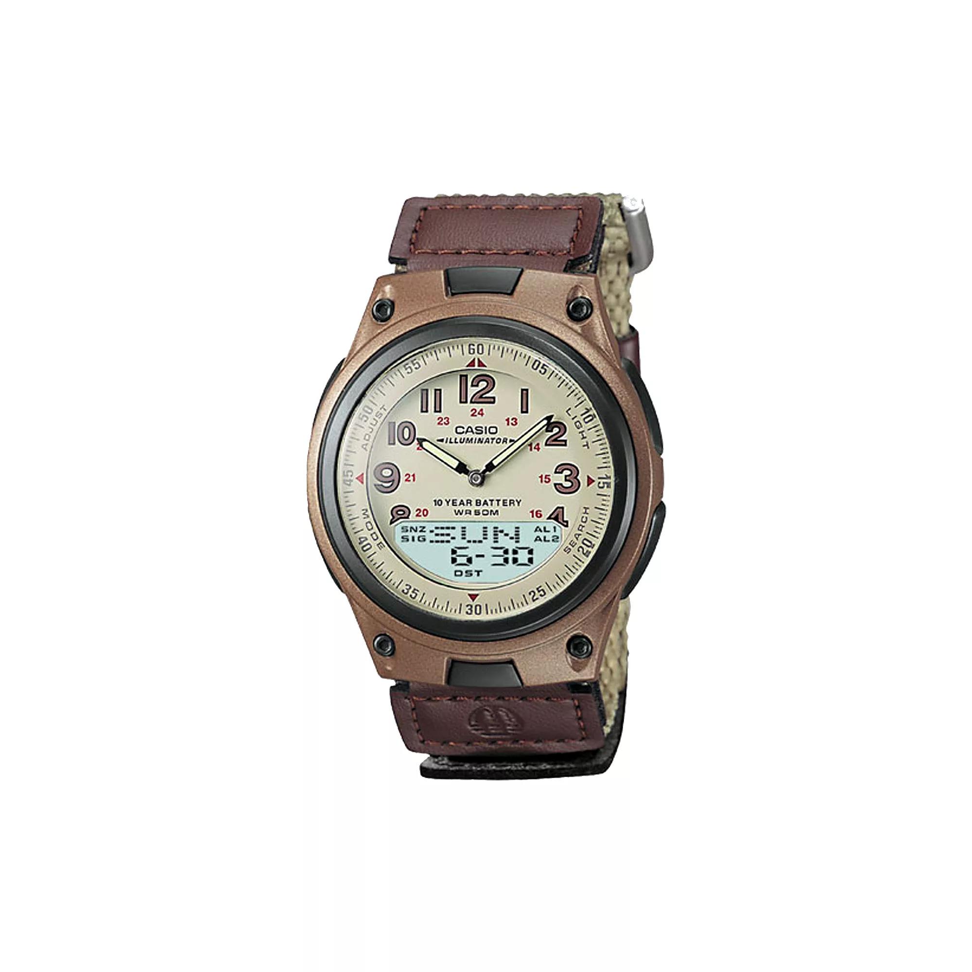 Casio Mens Illuminator World Time Analog & Digital Databank Chronograph Watch - AW80V-5BV, Multicolor Product Image