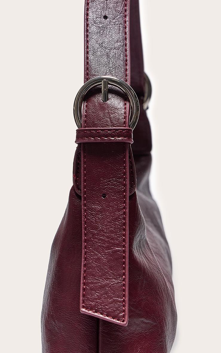 Burgundy Crinkle Pu Buckle Detail Shoulder Bag Product Image