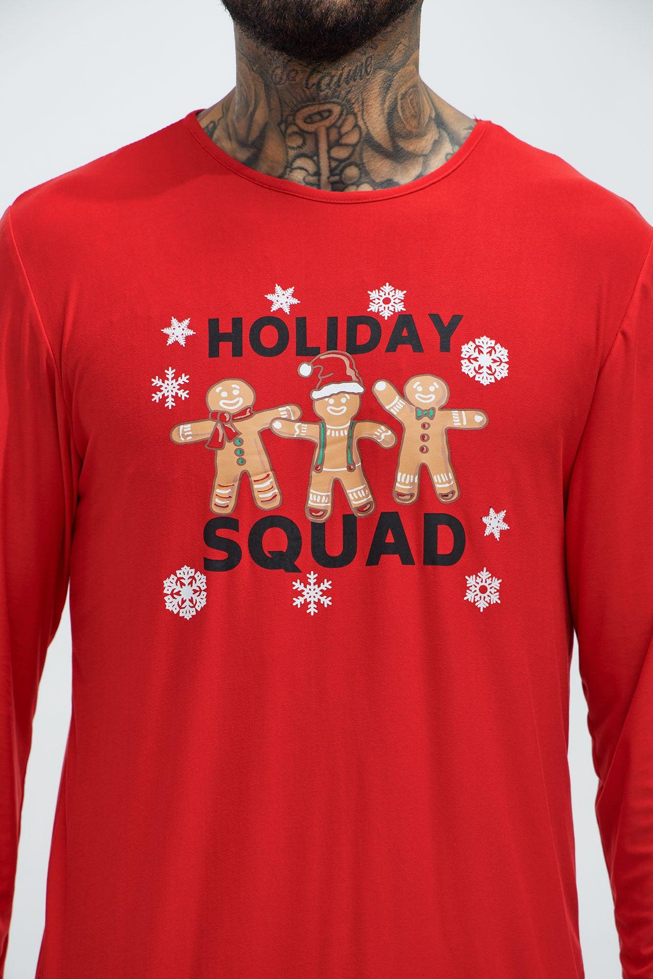Holiday Squad Gingerbread Holiday PJ Set - Red/Black Product Image