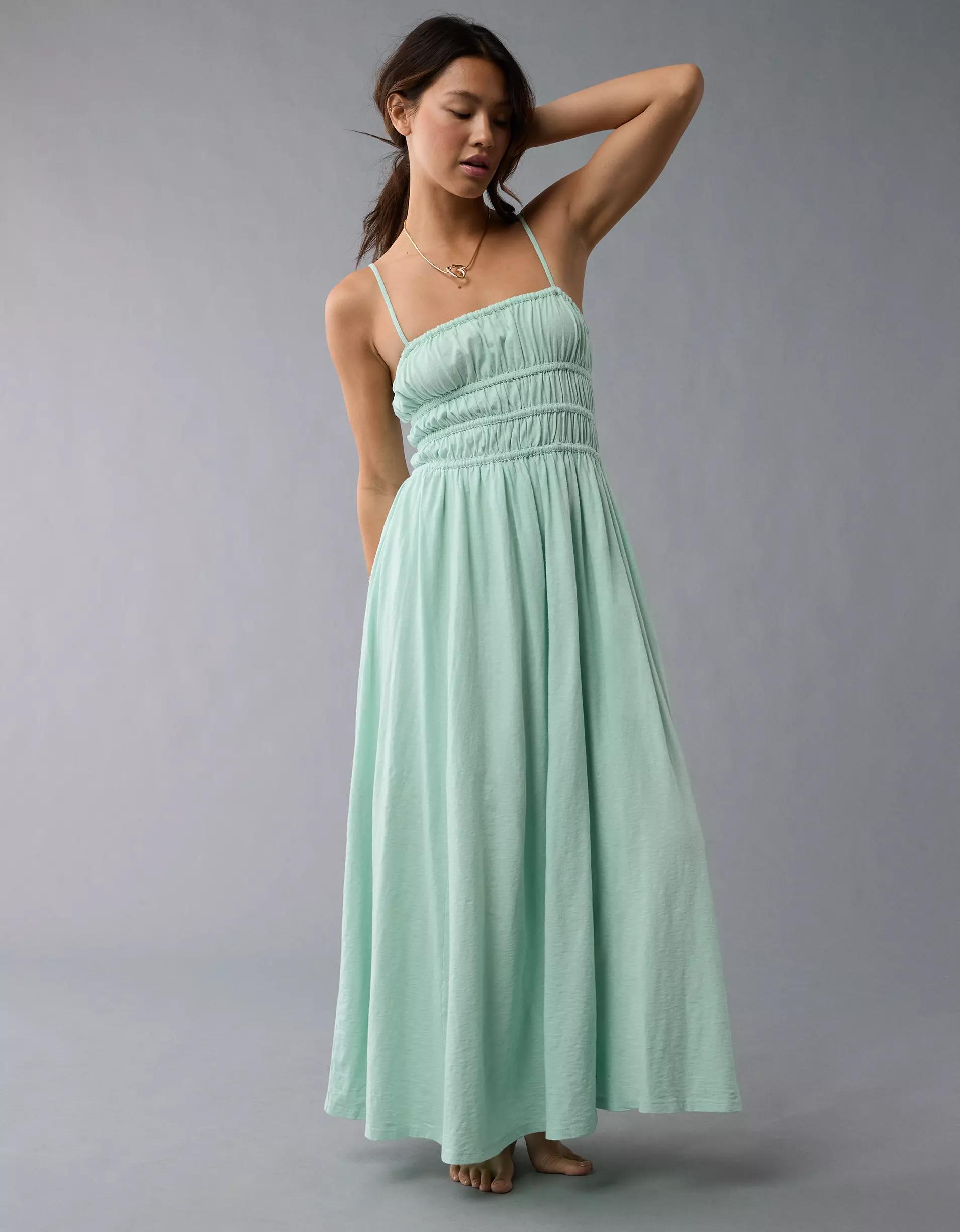 AE Sunchaser Knit Smocked Bodice Midi Dress Product Image