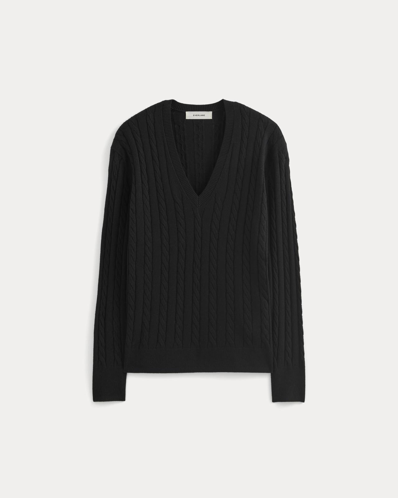 Womens Cable V-Neck in Cotton Cashmere Sweater by Everlane Product Image