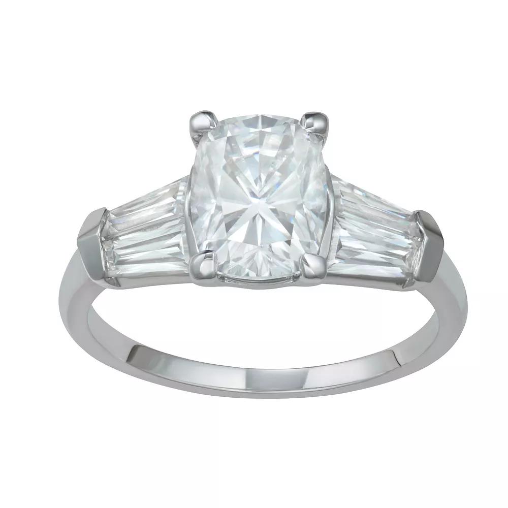 Charles & Colvard 14k Gold 3 1/2 Carat T.W. Lab-Created Elongated Cushion Engagement Ring, Women's, Size: 6, White Product Image