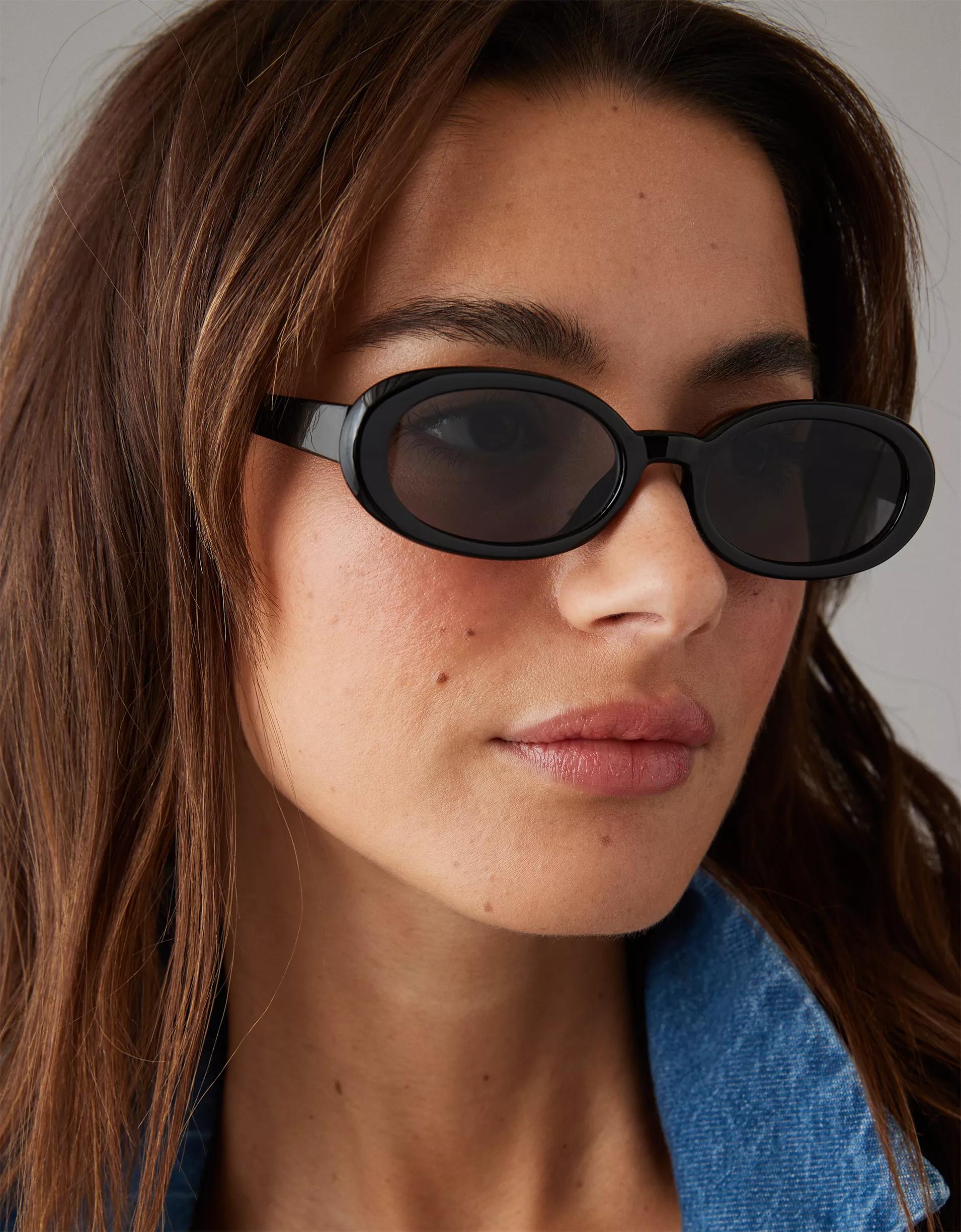 AE Black Oval Sunglasses Product Image