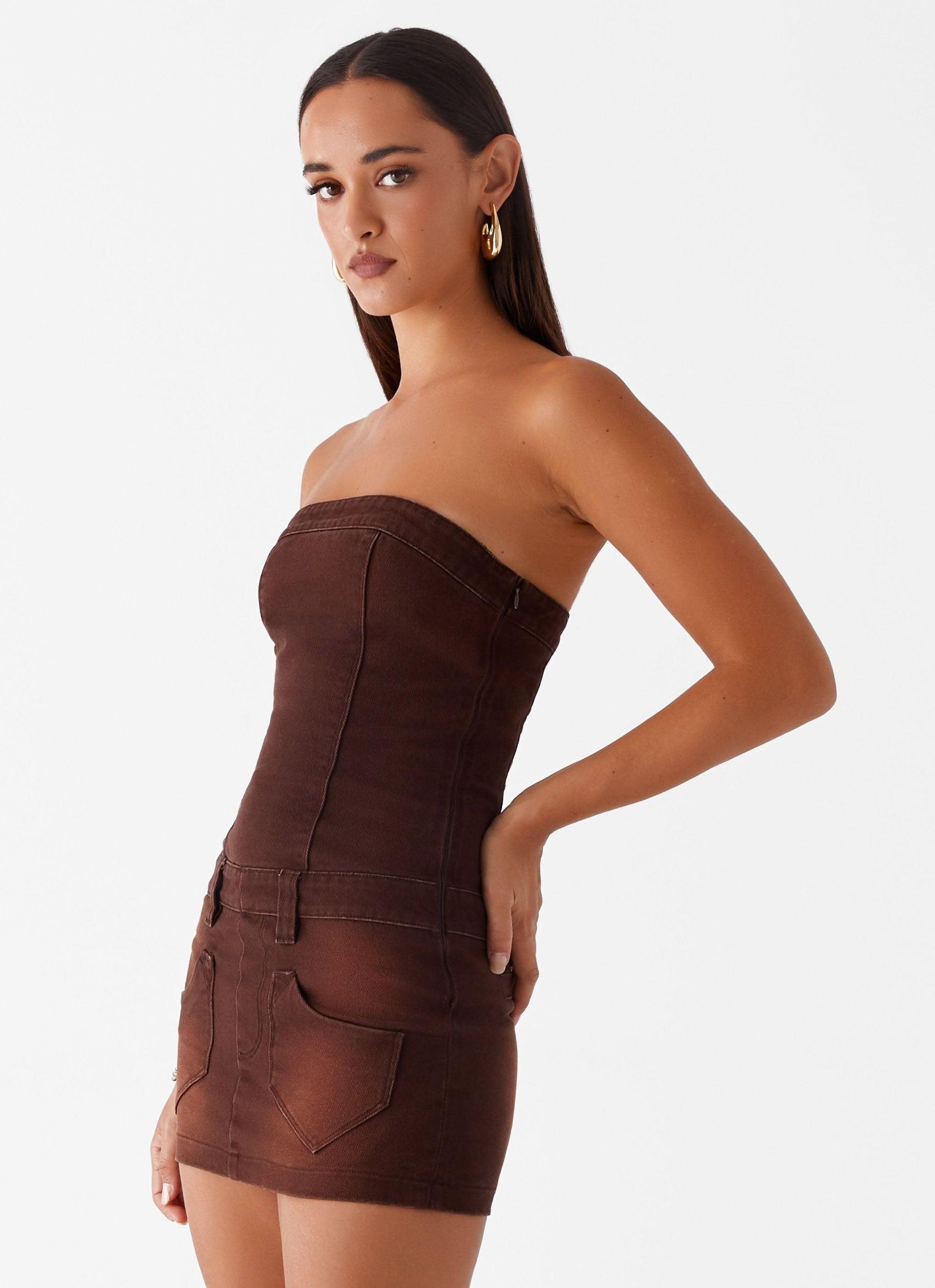 Heading South Mini Dress - Brown Product Image