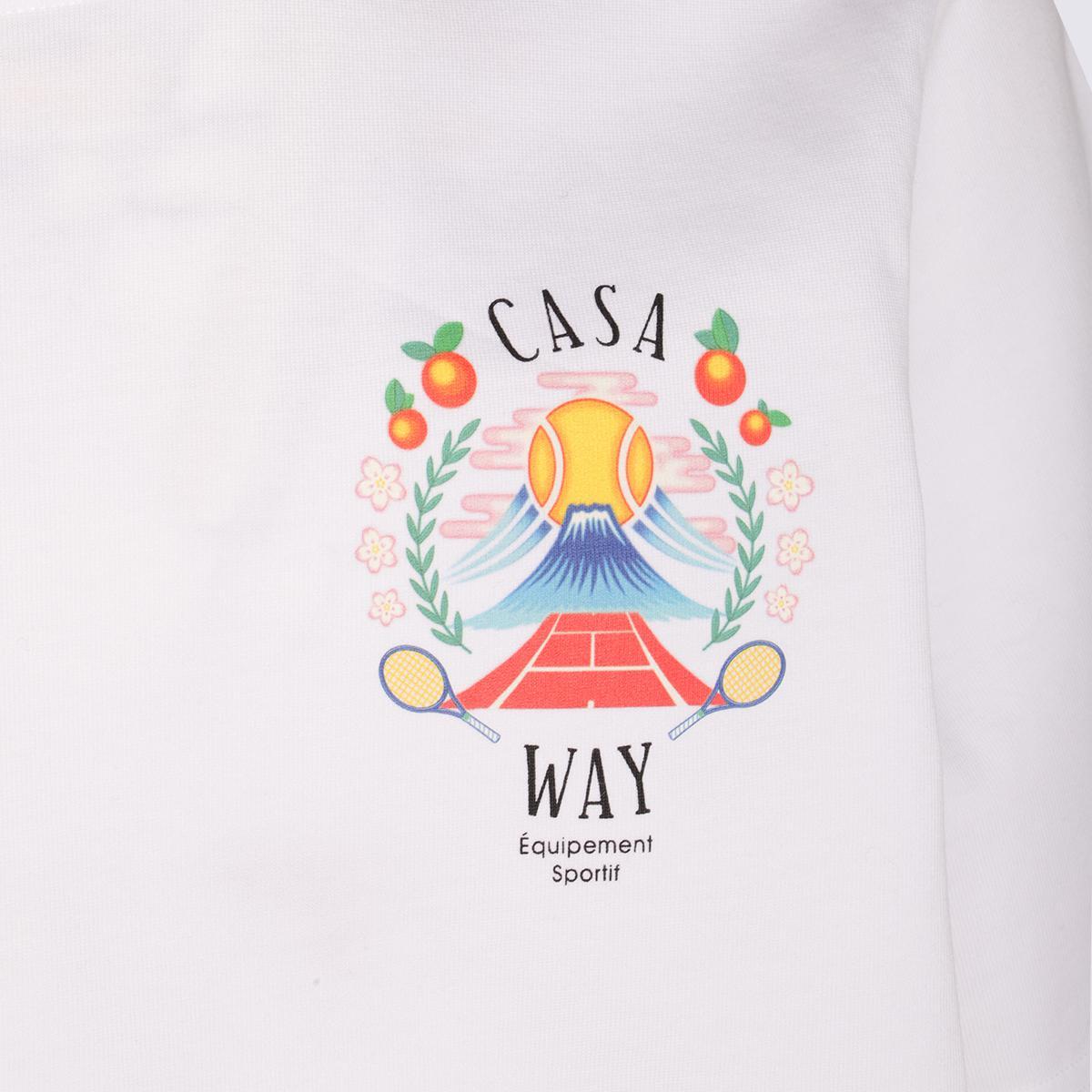 CASABLANCA T-shirt Girocollo Con Logo Sul Fronte In Cotone Bianca Uomo In Neutral Product Image