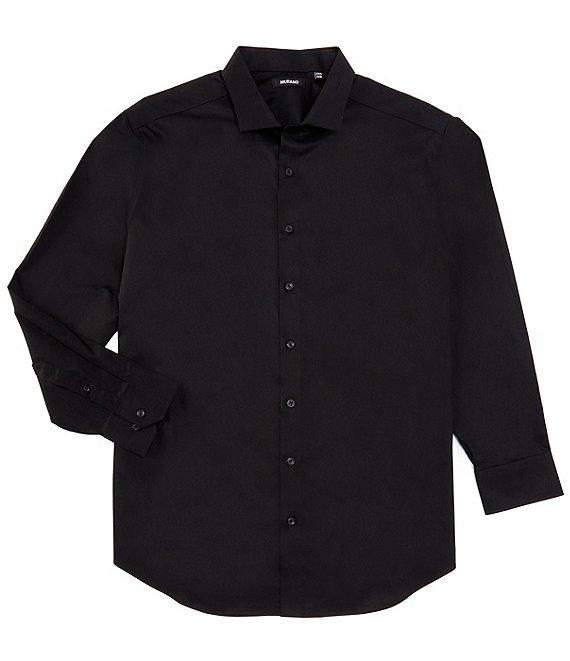 Murano Big & Tall Slim Fit Solid Sateen Spread Collar Long Sleeve Woven Shirt Product Image