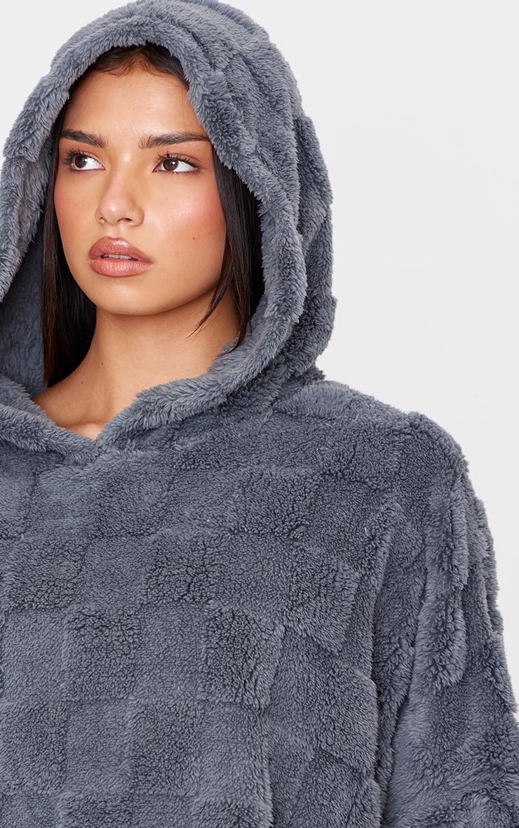 Charcoal Checkerboard Fleece Hooded Blanket Product Image