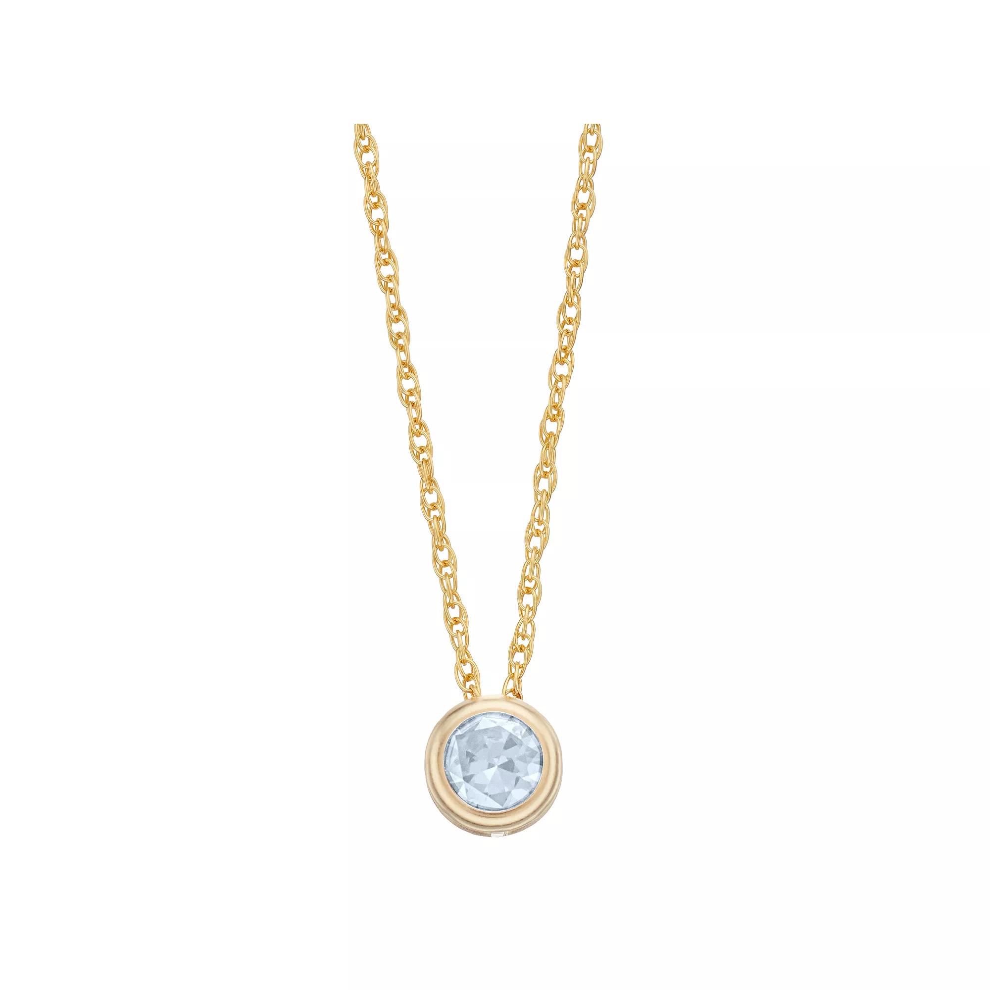 Pure Gem Collection 10k Gold Lab-Created White Sapphire Bezel Pendant Necklace, Women's, Size: 18" Product Image