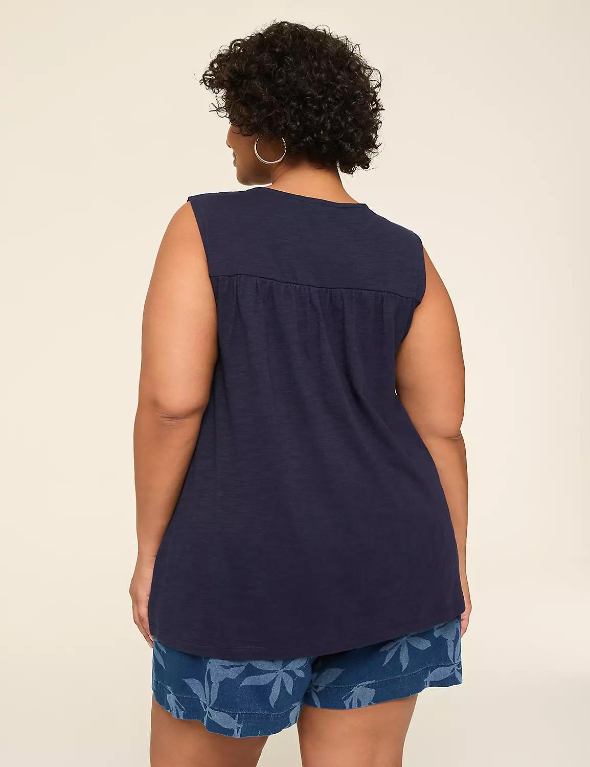 Sleeveless Crochet-Yoke Top Product Image