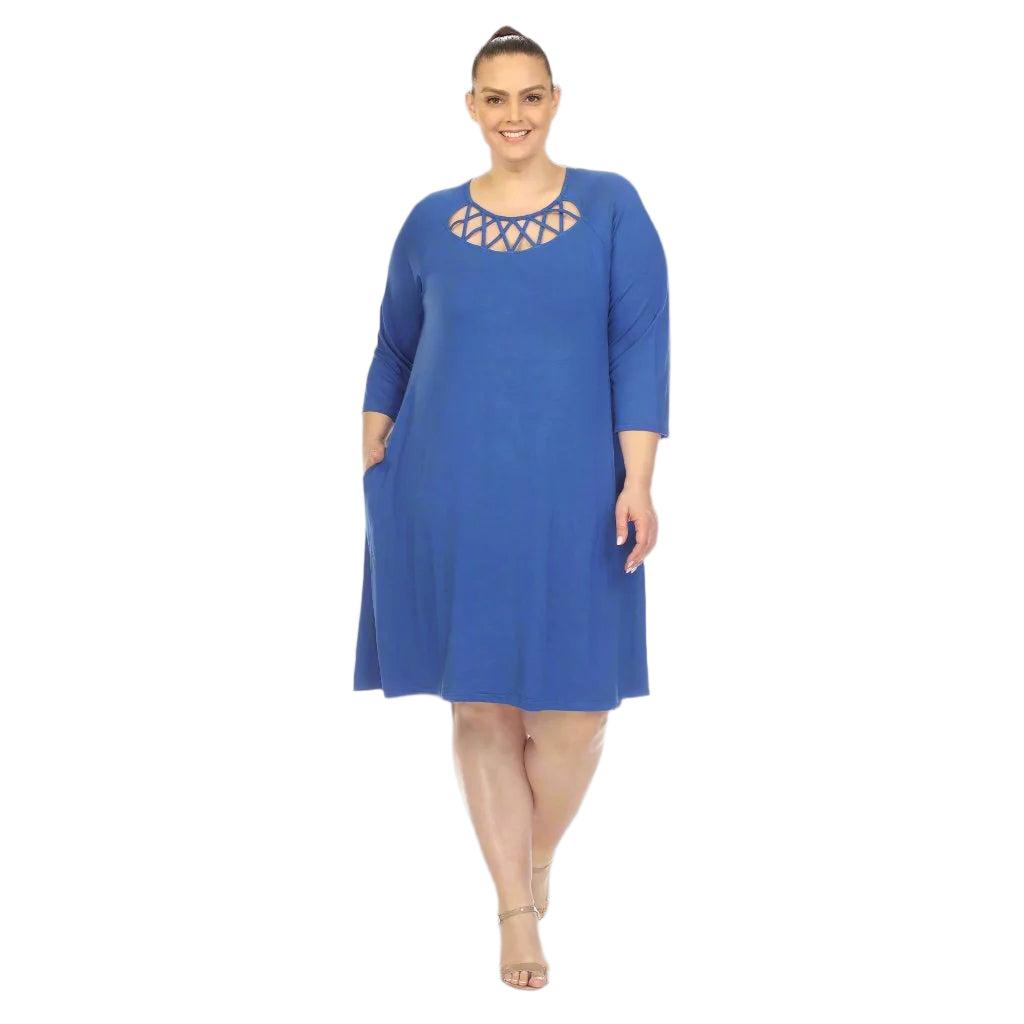 Criss Cross Neckline Swing Midi Dress - Plus Product Image