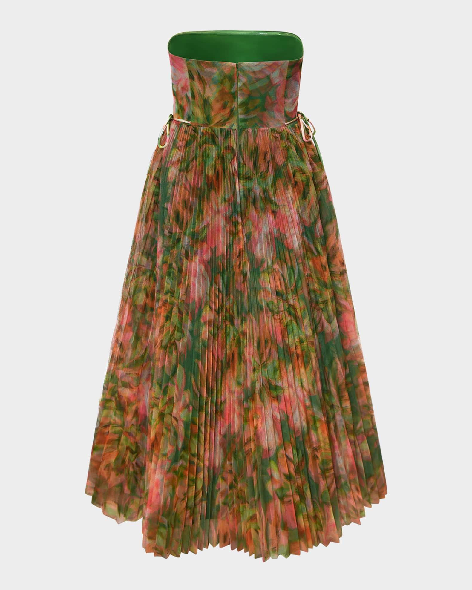 Costella Pleated Floral-Print Tulle Gown Product Image