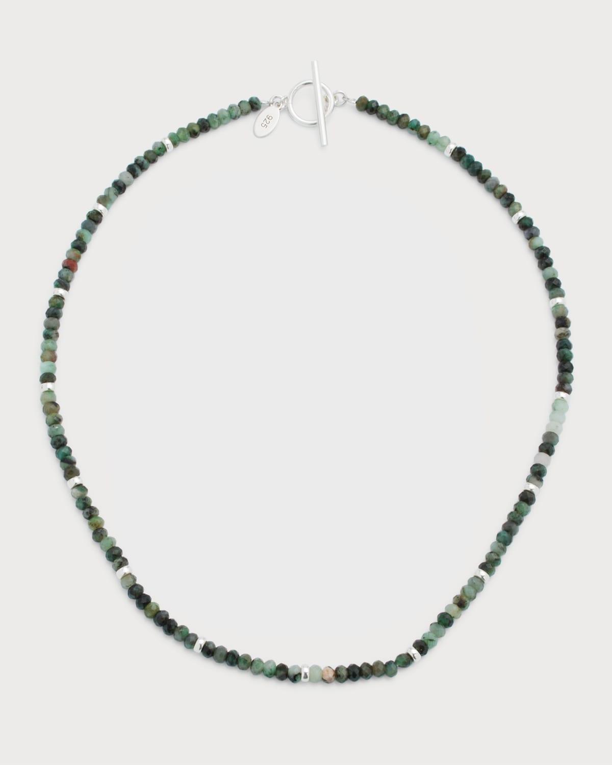 Mens Beaded Necklace with Sterling Silver Spacers Product Image