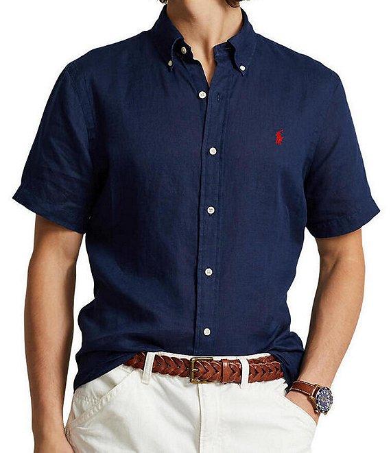 Polo Ralph Lauren Solid Linen Short Sleeve Woven Button Down Shirt Product Image