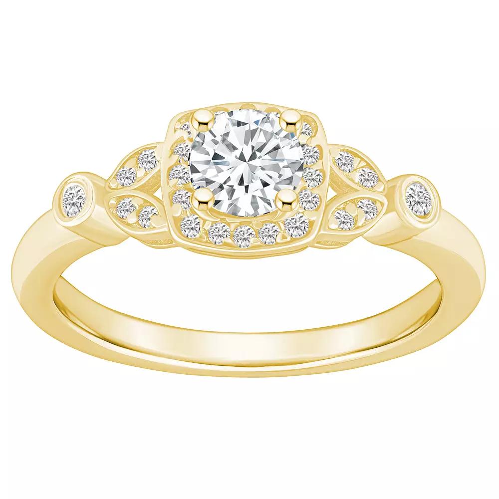 Alyson Layne 14k Gold 5/8 Carat T.W. Diamond Art Deco Halo Engagement Ring, Women's, Size: 9 Product Image