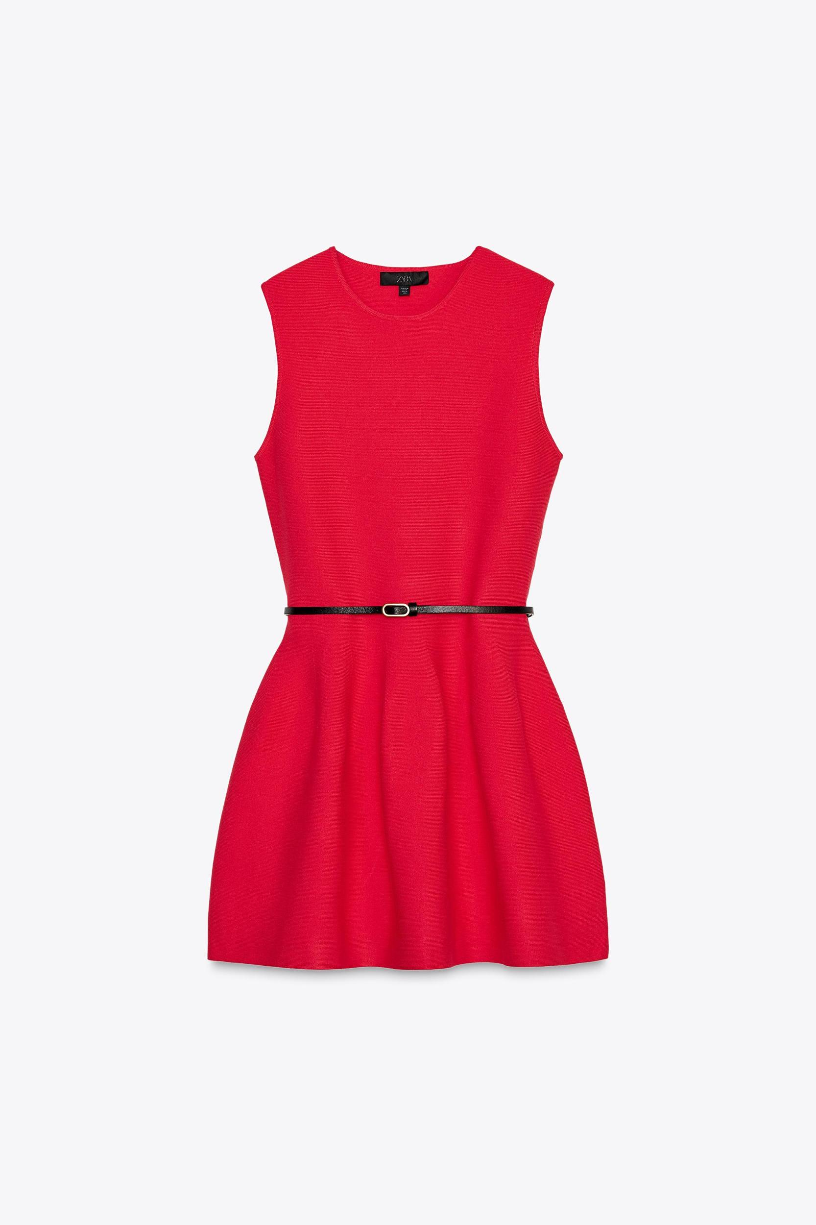 BELTED KNIT MINI DRESS Product Image