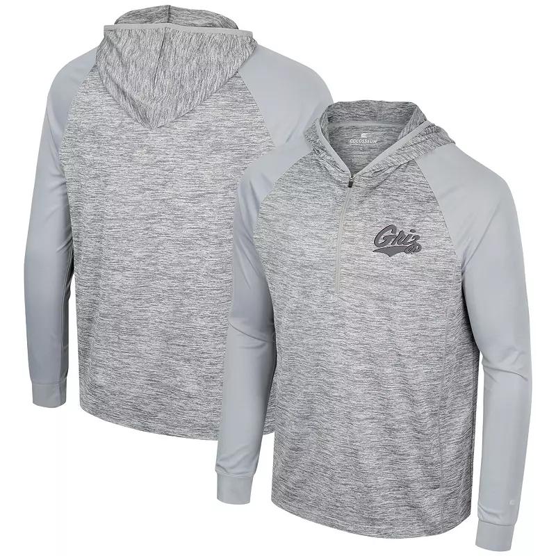Mens Colosseum Gray Montana Grizzlies Cybernetic Raglan Quarter-Zip Hooded Top Product Image