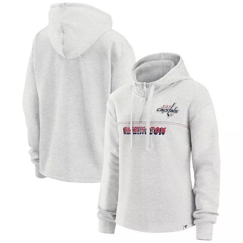Women's Fanatics Branded Ash Washington Capitals True Classics Legacy Quarter-Zip Hoodie,  Product Image