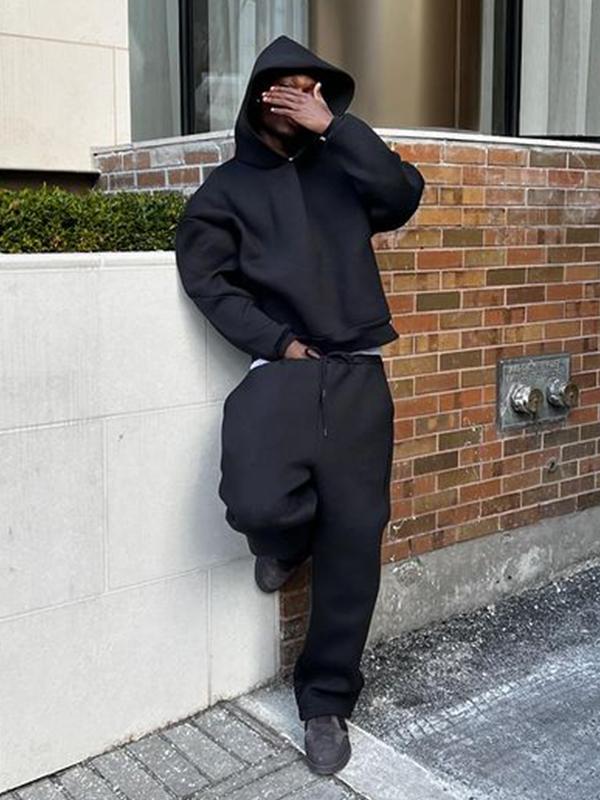 Men's Solid Oversized Long Sleeve Hoodie Product Image