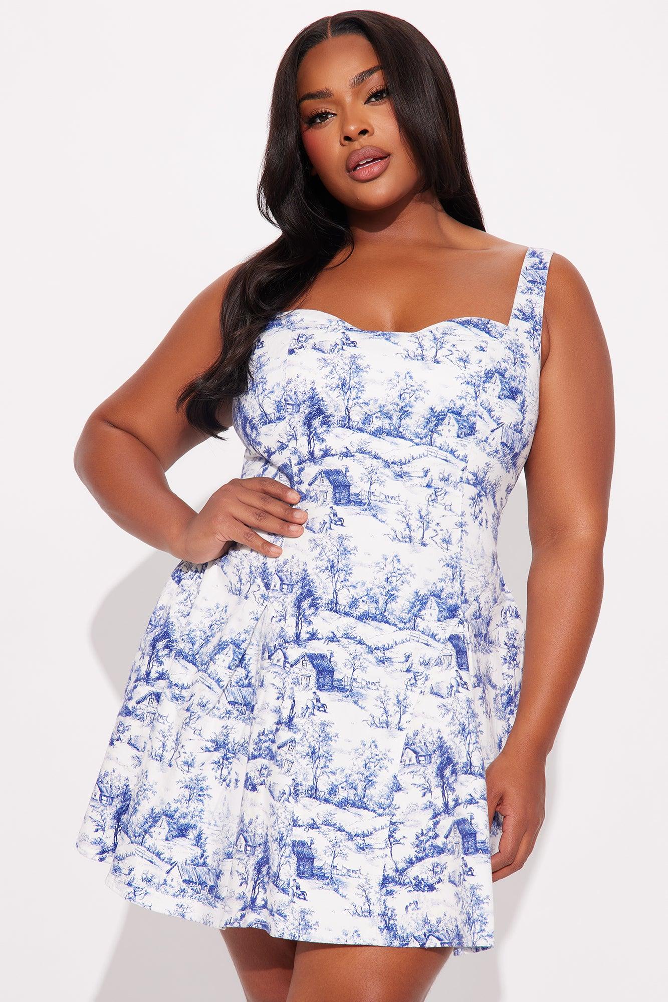 Feeling Rustic Stretch Denim Mini Dress - White/Blue Product Image