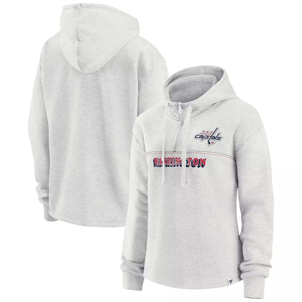 Women's Fanatics Branded Ash Washington Capitals True Classics Legacy Quarter-Zip Hoodie,  Product Image
